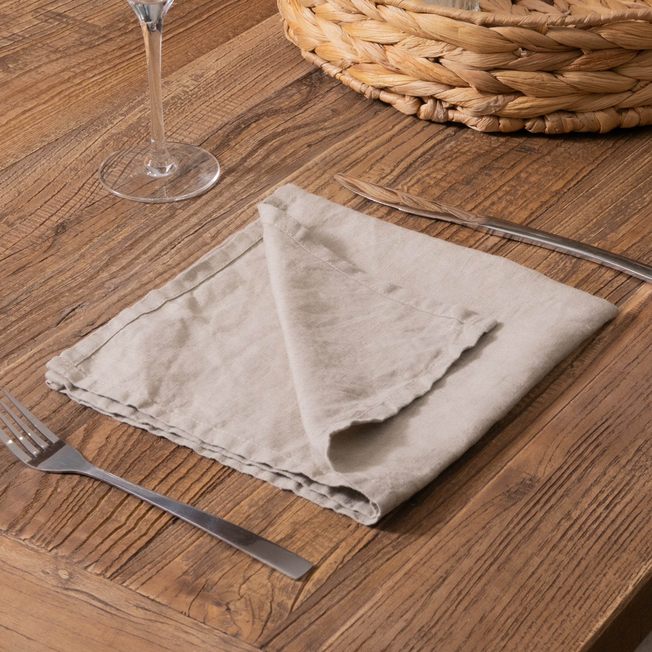 Natural Set of 4 100% Linen Napkins
